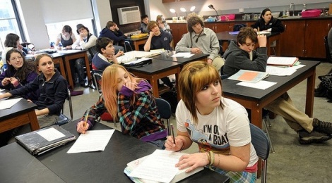 Community High School freshman take notes on photosynthesis in their foundations of science class taught by Courtney Kiley, Wednesday afternoon, January 20th.Lon Horwedel | AnnArbor.com